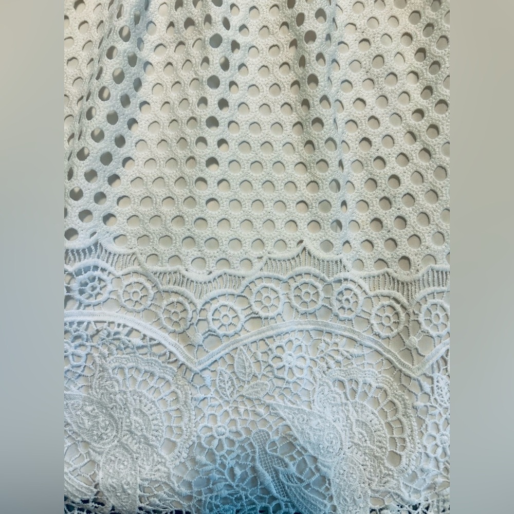 Abercrombie & Fitch White Spaghetti Strap Crochet Mini Sundress Size ST - Picture 10 of 13